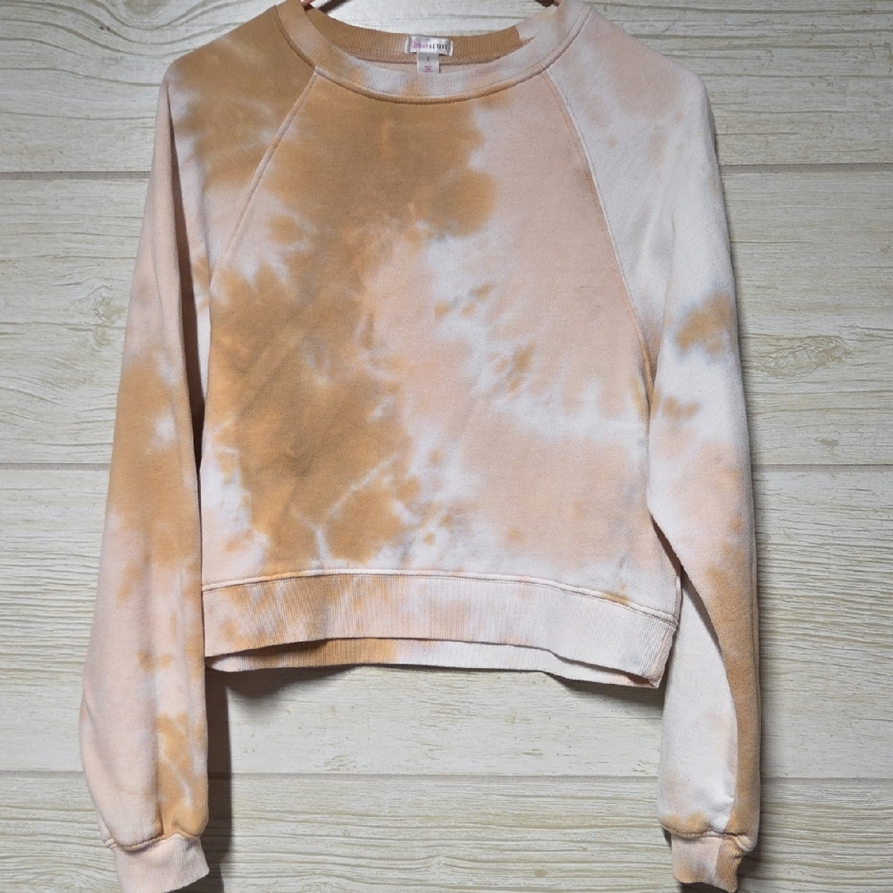 Flirtitude Tan and Cream Tie-Dye Sweatshirt